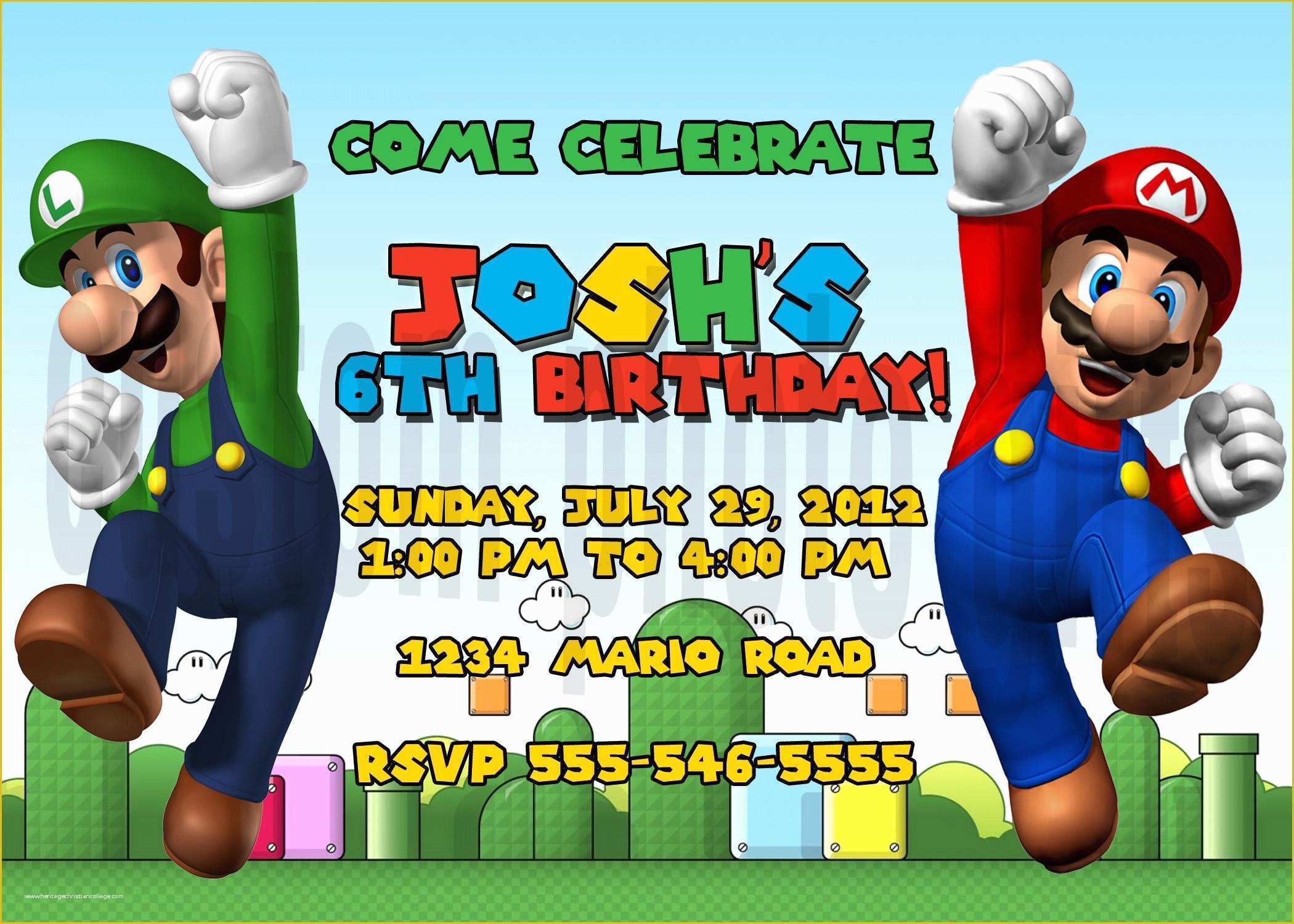 Super Mario Invitations Template Free Of Personalized Gifts B Templates 