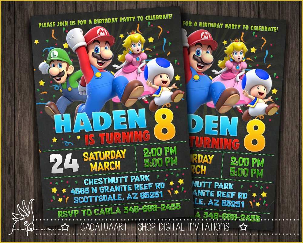 Super Mario Invitations Template Free Of Personalized Invitation Super Mario