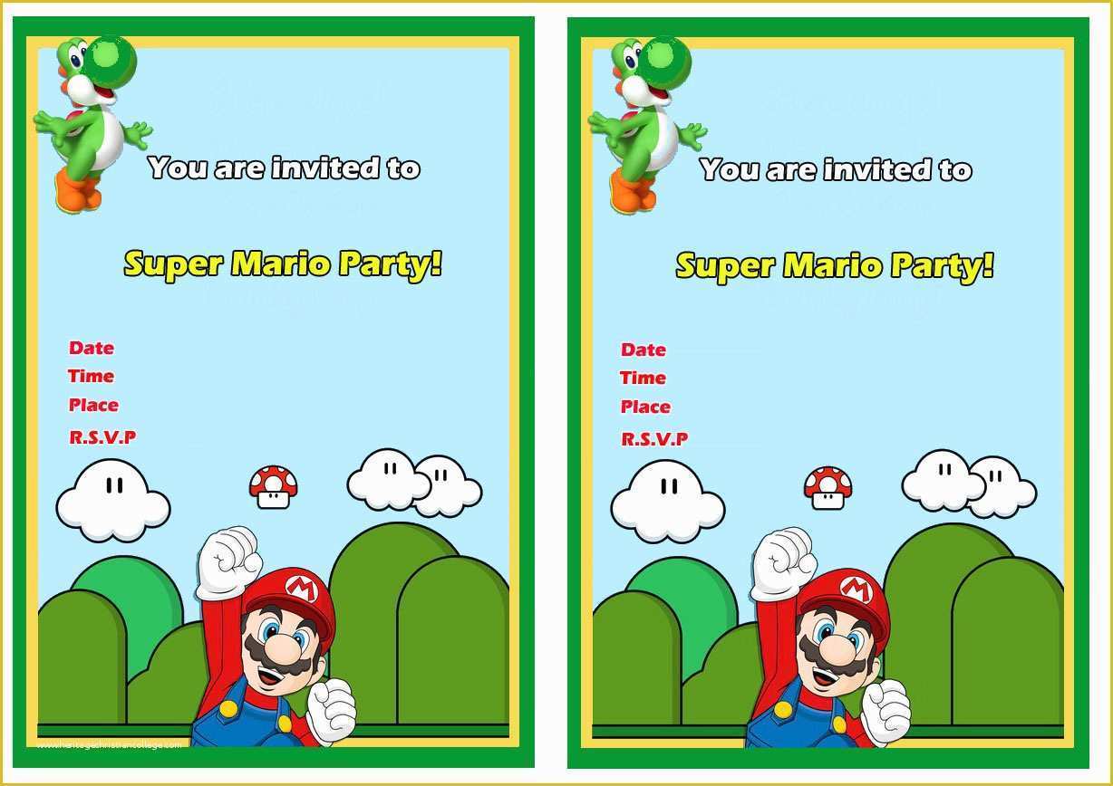 Super Mario Invitations Template Free Of Super Mario Birthday Invitations