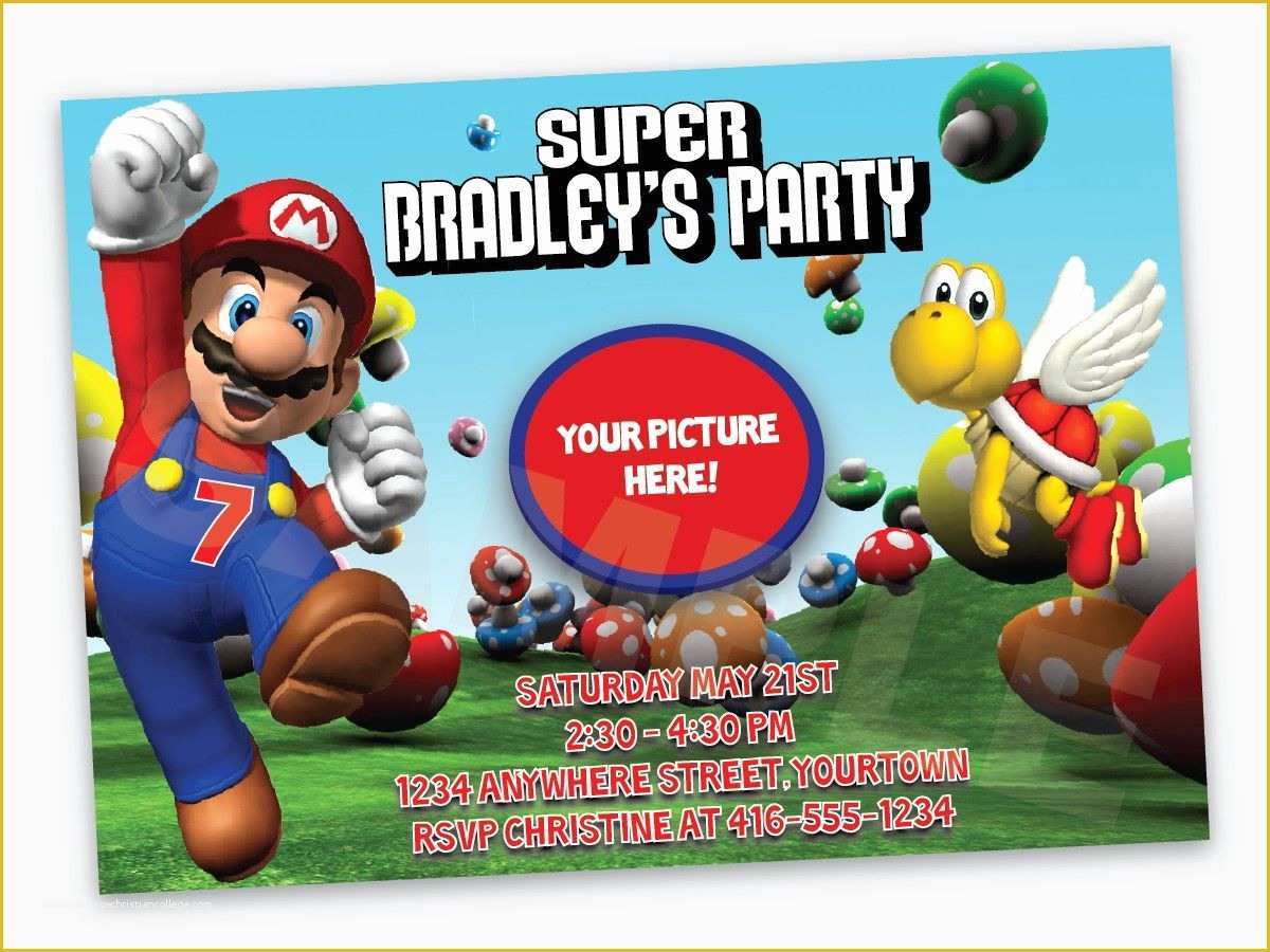 Super Mario Invitations Template Free Of Super Mario Birthday Invitations Super Mario Birthday
