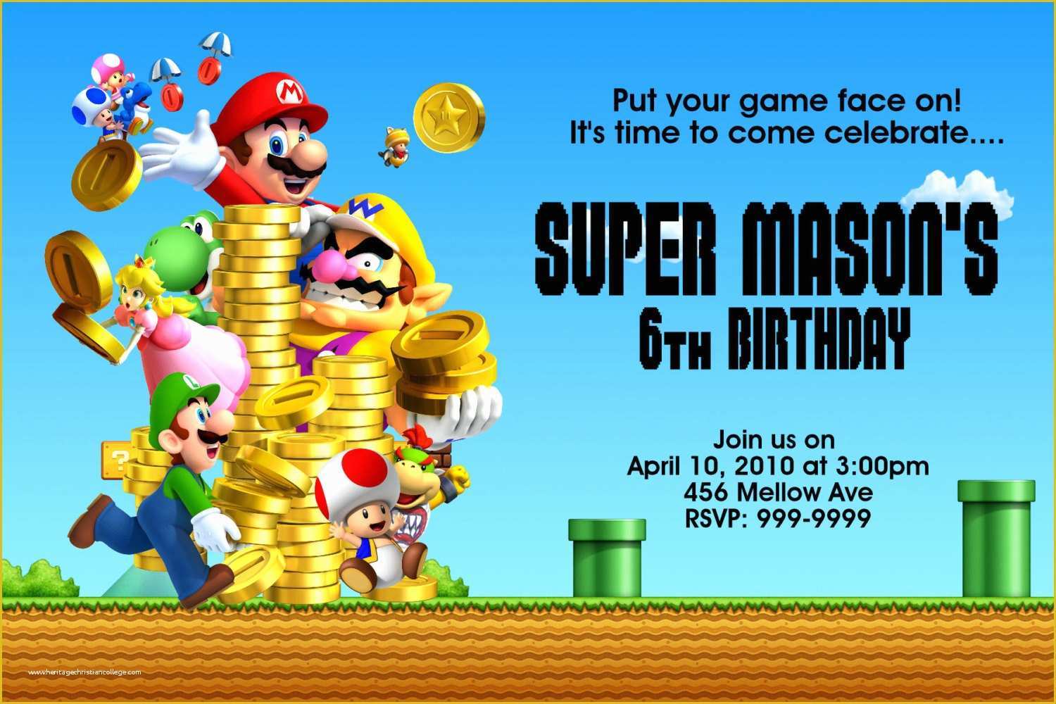 Super Mario Invitations Template Free Of Super Mario Bros Birthday Invitations