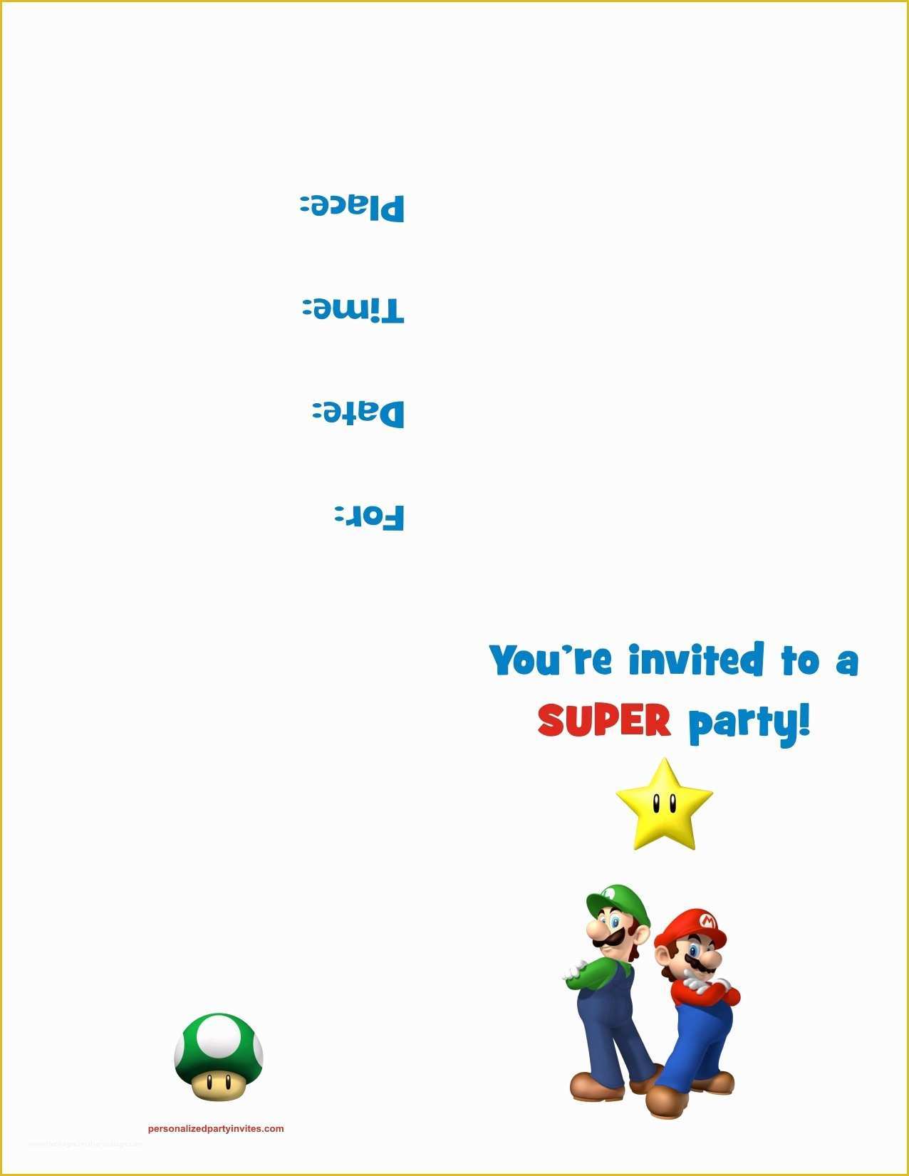 Super Mario Invitations Template Free Of Super Mario Bros Free Printable Birthday Party Invitation