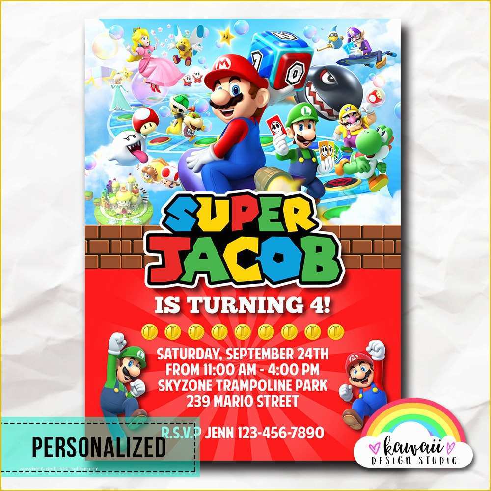 Super Mario Invitations Template Free Of Super Mario Bros Invitation Super Mario Bros Party Super