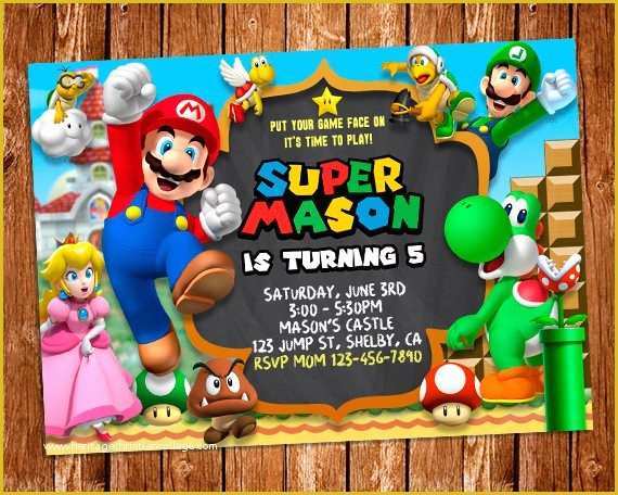 Super Mario Invitations Template Free Of Super Mario Invitation Super Mario Printable Invitation