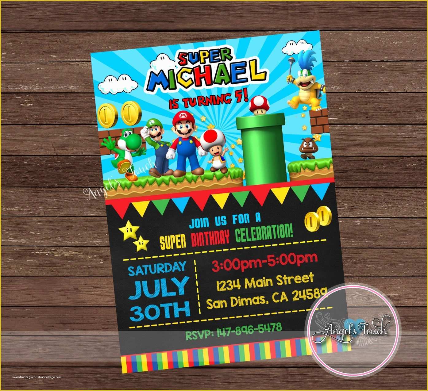 Super Mario Invitations Template Free Of Super Mario Party Invitation Super Mario Birthday Invitation
