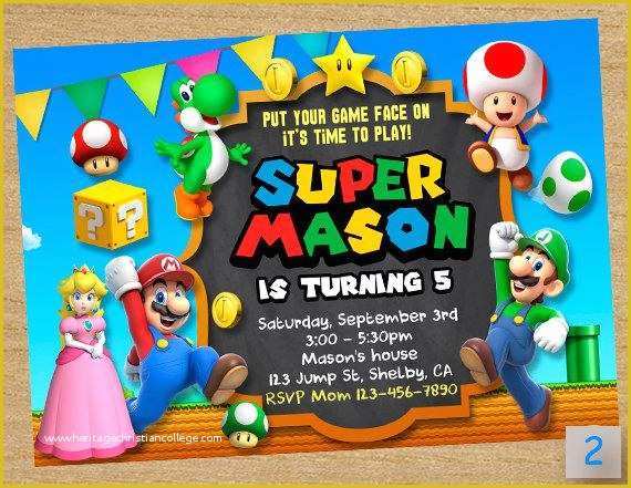 Super Mario Invitations Template Free Of Super Mario Printable Super Mario Party Mario Chalkboard