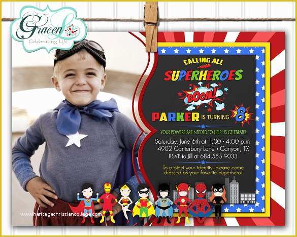 Superhero Invitation Template Free Of 30 Superhero Birthday Invitation Templates Psd Ai