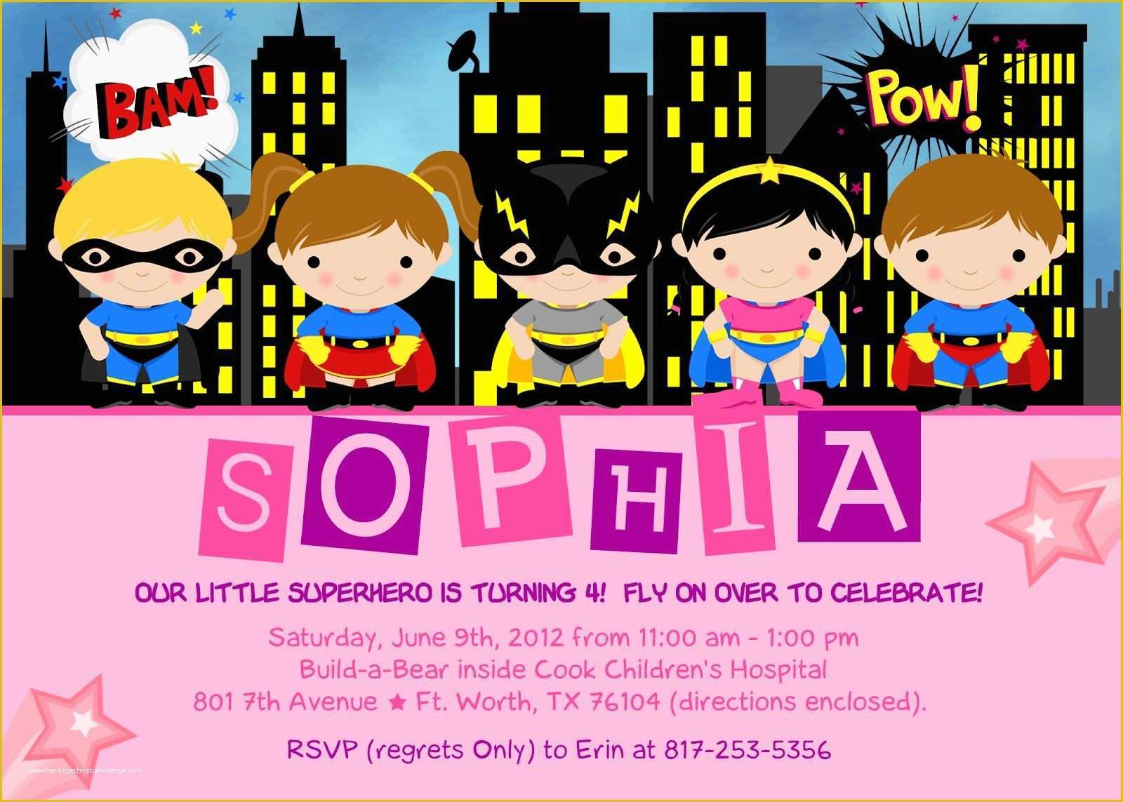 Superhero Invitation Template Free Of A Super Hero Party for A Girl