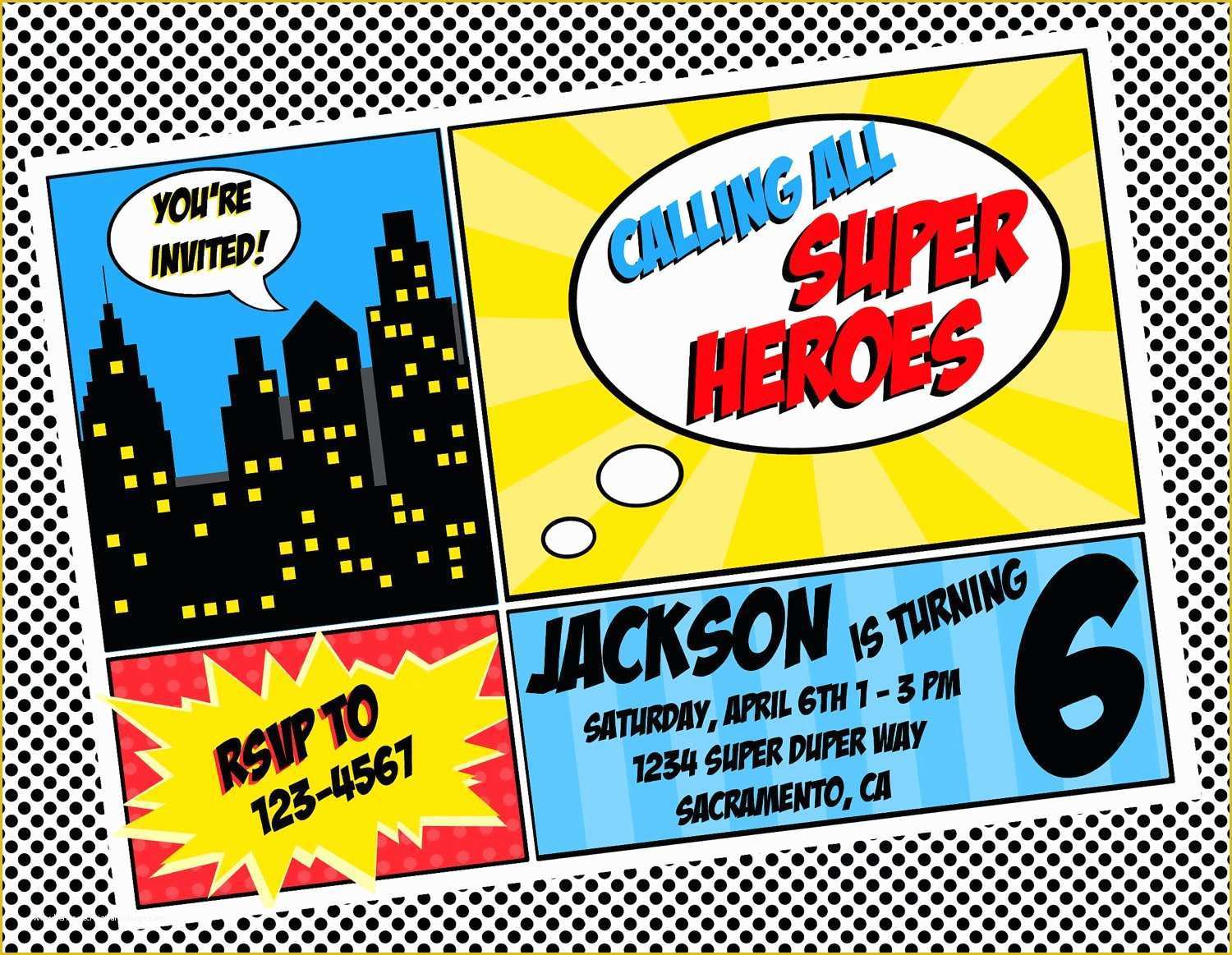 Superhero Invitation Template Free Of Diy Printable Invitation Super Hero