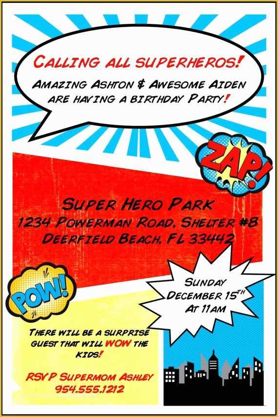 Superhero Invitation Template Free Of Items Similar to Superhero Birthday Invitation Template On