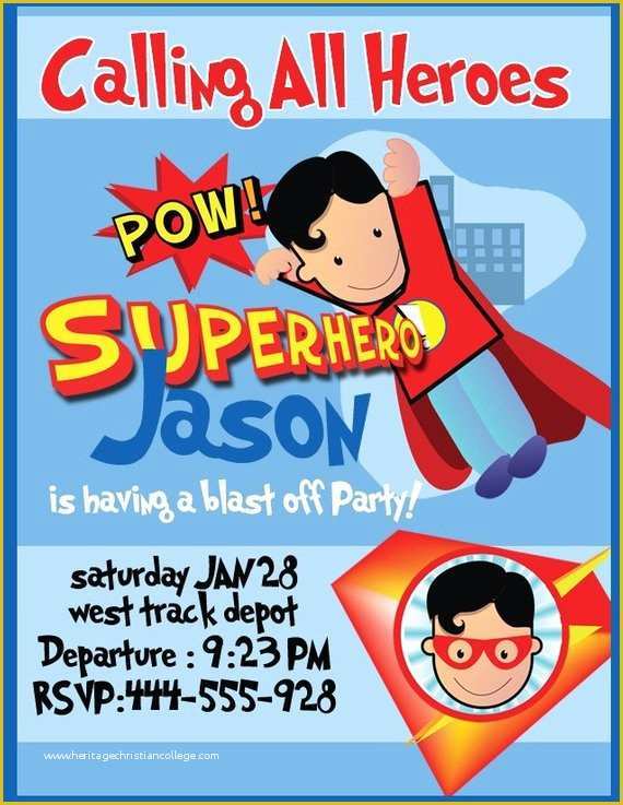 Superhero Invitation Template Free Of Super Hero Birthday Party Invitation Digital Printable