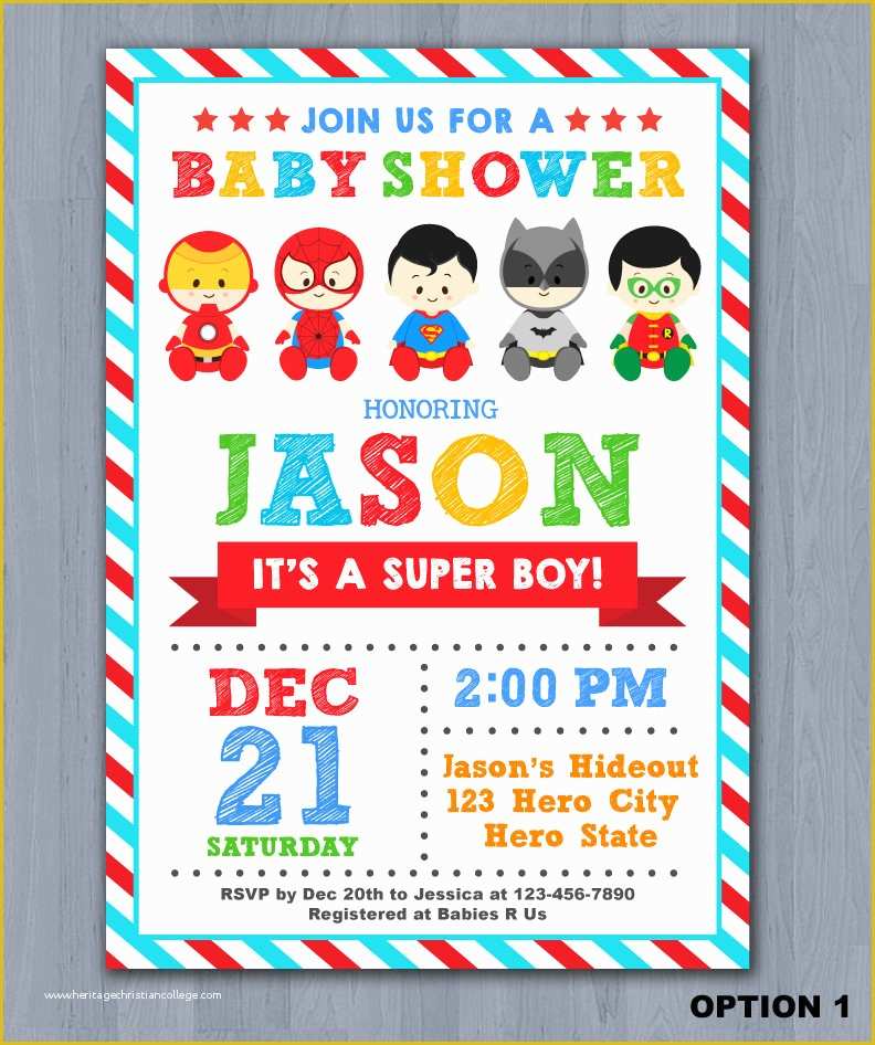 Superhero Invitation Template Free Of Superhero Baby Shower Invitation Super Hero Baby Shower