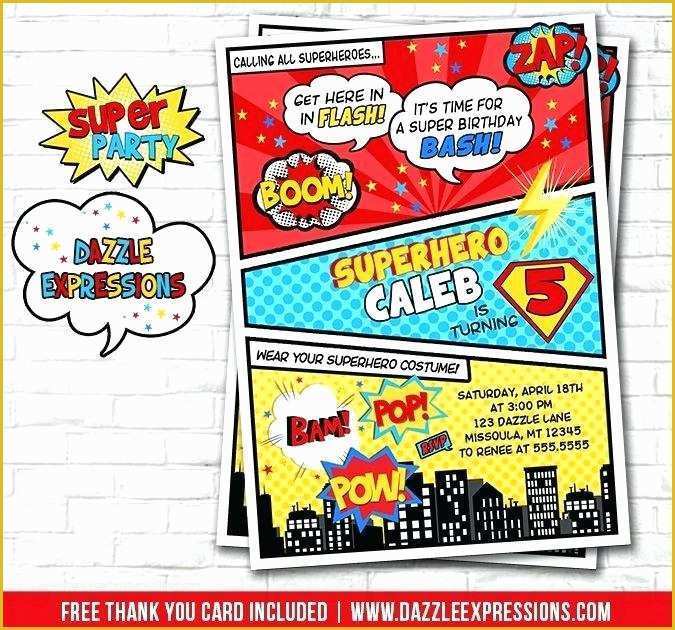Superhero Invitation Template Free Of Superhero Birthday Invitation Cards Free Create Card with