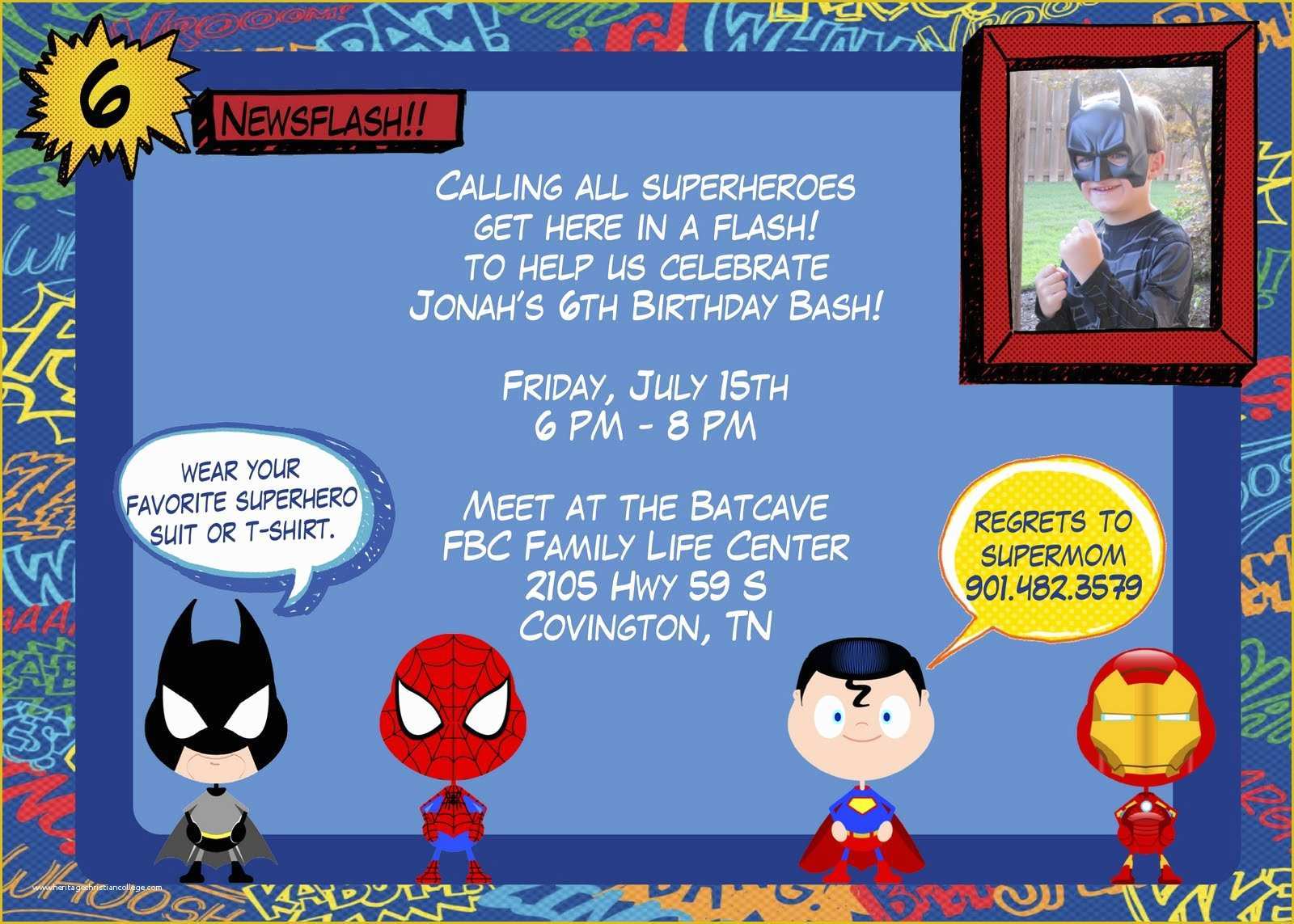 Superhero Invitation Template Free Of Superhero Birthday Invitation Templates
