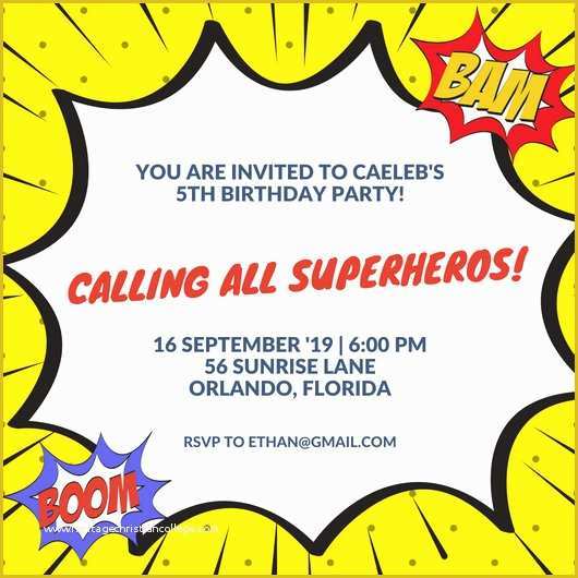 Superhero Invitation Template Free Of Superhero Invitation Templates Canva