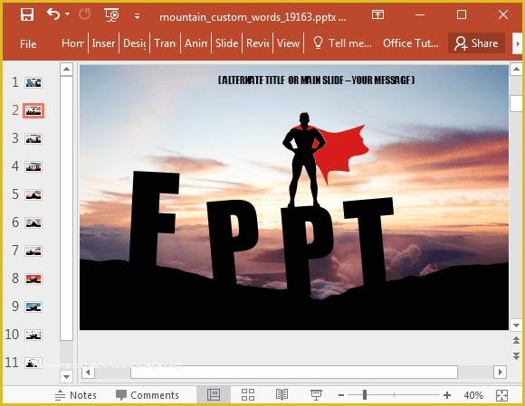 Superhero themed Powerpoint Template Free Of Animated Words A Mountain Powerpoint Template