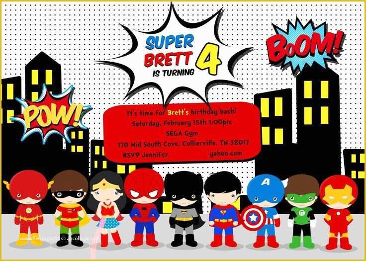 Superhero themed Powerpoint Template Free Of Free Superhero Birthday Party Invitation Templates