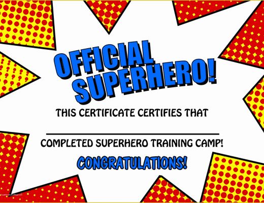 Superhero themed Powerpoint Template Free Of Superhero Training Certificate