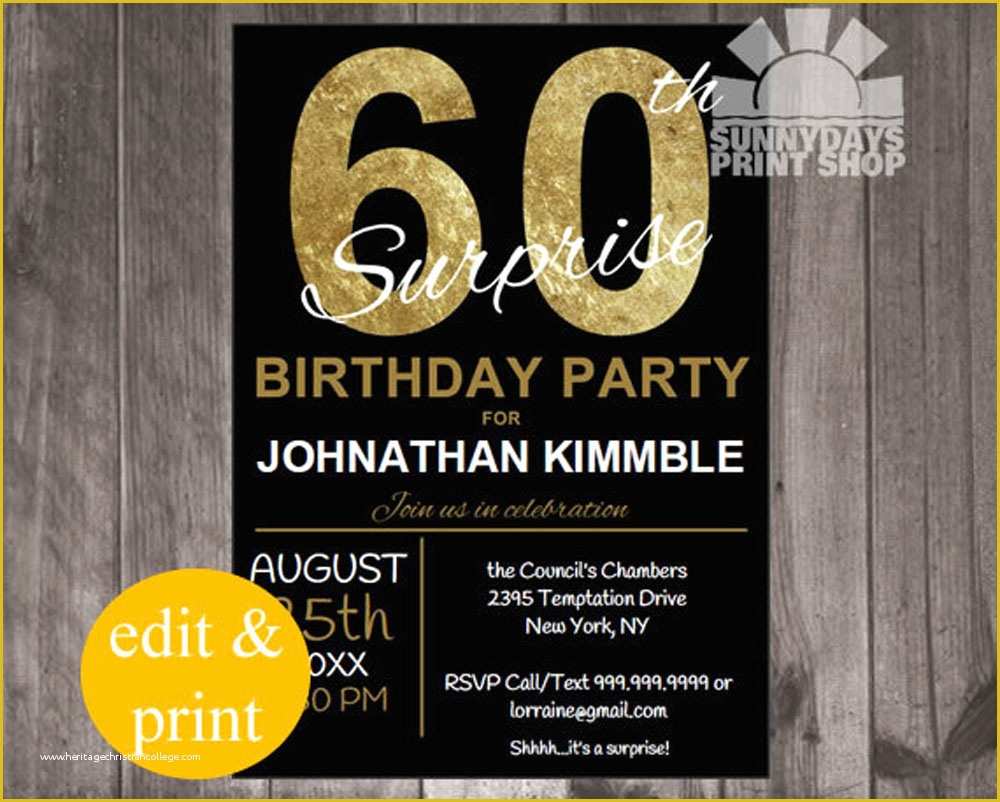 Surprise 60th Birthday Invitation Templates Free Of 20 Ideas 60th Birthday Party Invitations Card Templates