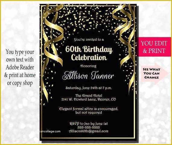 Surprise 60th Birthday Invitation Templates Free Of 60th Birthday Invitation 60th Birthday Party Invitation 60th