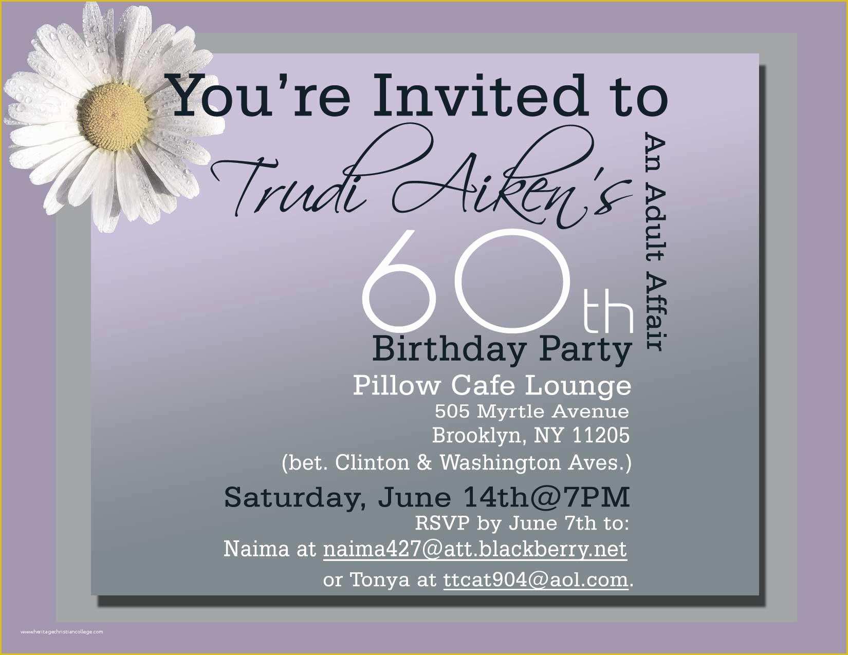 Surprise 60th Birthday Invitation Templates Free Of 60th Birthday Party Invitations