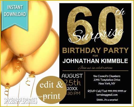 Surprise 60th Birthday Invitation Templates Free Of 60th Surprise Birthday Invitation 60th Birthday Invite