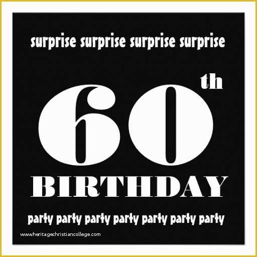 Surprise 60th Birthday Invitation Templates Free Of 60th Surprise Birthday Party Black White Template 5 25