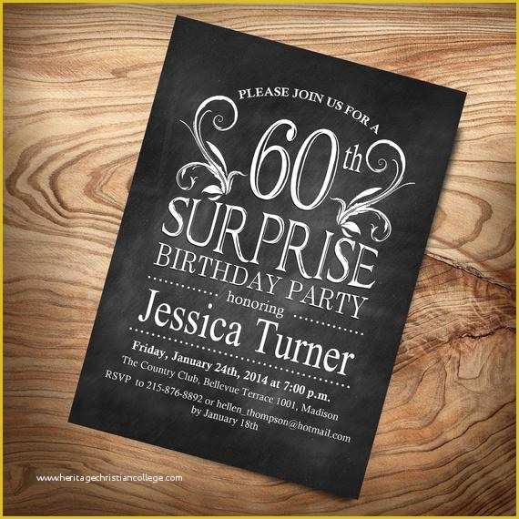Surprise 60th Birthday Invitation Templates Free Of Items Similar to 60th Surprise Birthday Invitation Diy