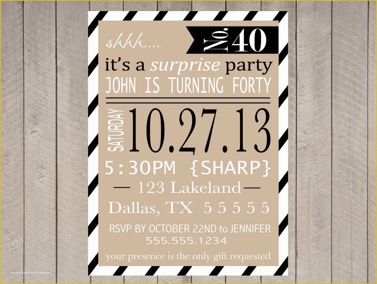 Surprise 60th Birthday Invitation Templates Free Of Items Similar to Adult Surprise Party Invitation Printable