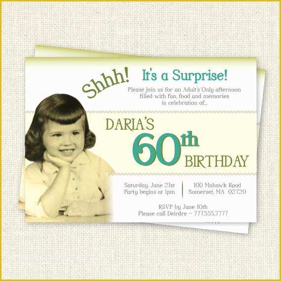 Surprise 60th Birthday Invitation Templates Free Of Surprise 60th Birthday Invitation Digital Printable File