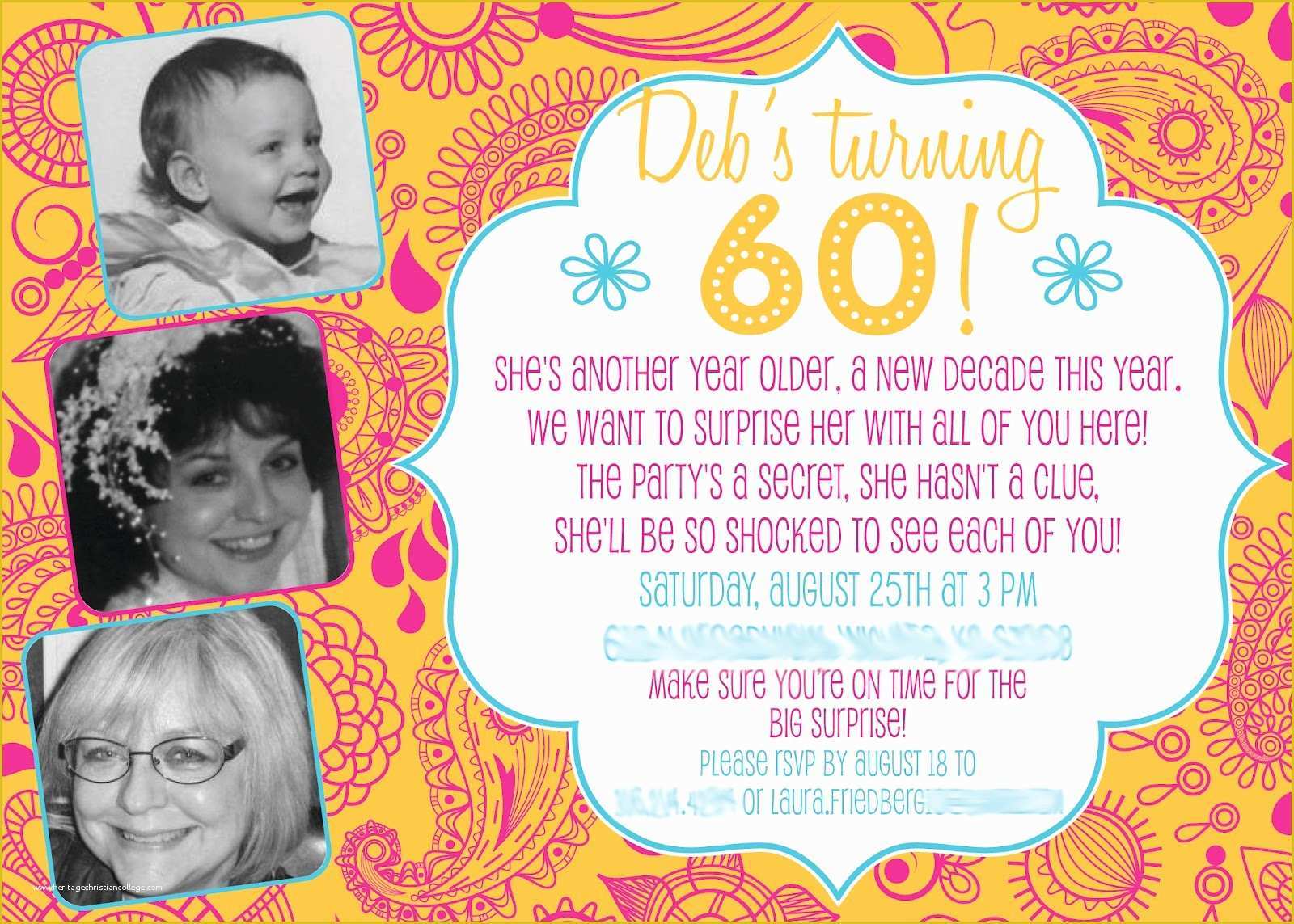 Surprise 60th Birthday Invitation Templates Free Of Surprise 60th Birthday Party Invitations Party – Free