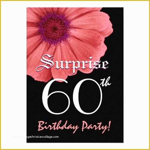Surprise 60th Birthday Invitation Templates Free Of Surprise 60th Birthday Template Coral Pink Daisy 5" X 7