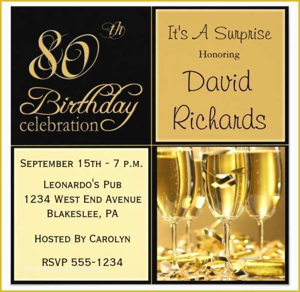 Surprise Birthday Invitation Templates Free Download Of 26 80th Birthday Invitation Templates – Free Sample