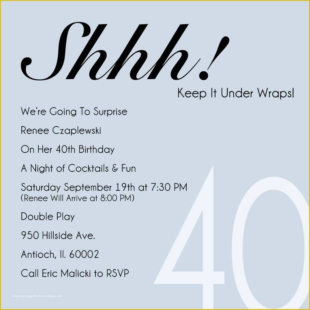 Surprise Birthday Invitation Templates Free Download Of 40th Party Invitation Template Free