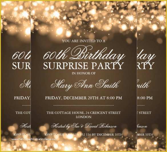 Surprise Birthday Invitation Templates Free Download Of 60th Birthday Invitation Templates Free Printable – Best