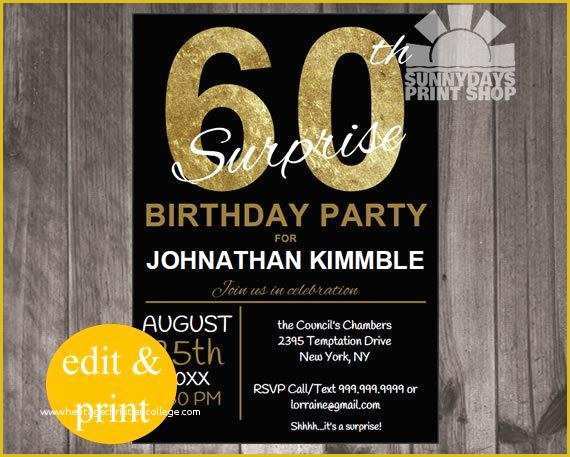 Surprise Birthday Invitation Templates Free Download Of 60th Surprise Birthday Invitation Instant by