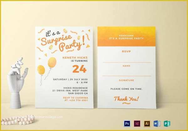 Surprise Birthday Invitation Templates Free Download Of 69 Microsoft Invitation Templates Word