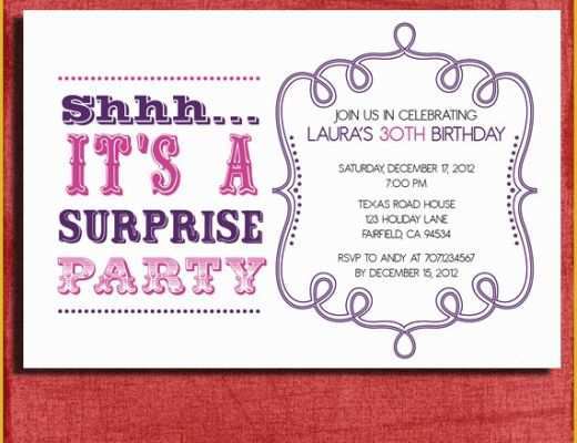 Surprise Birthday Invitation Templates Free Download Of Free Surprise Birthday Party Invitations Templates