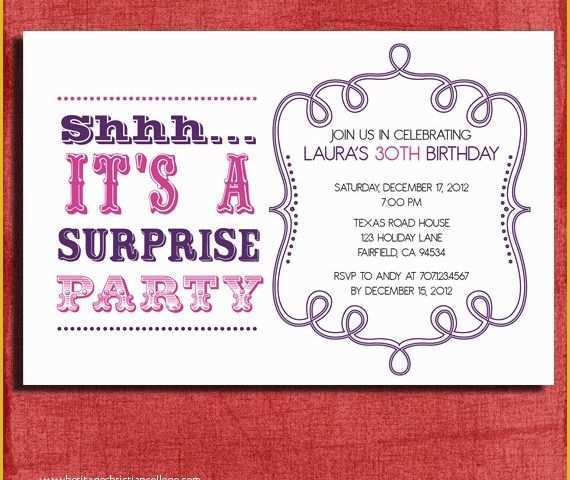 Surprise Birthday Invitation Templates Free Download Of Free Surprise Birthday Party Invitations Templates
