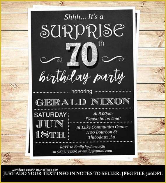 Surprise Birthday Invitation Templates Free Download Of Surprise 70 Birthday Party Invitations by Diypartyinvitation