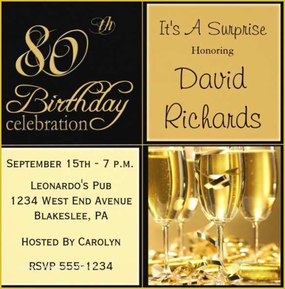 Surprise Birthday Invitations Templates Free Of 21 80th Birthday Invitations Free Psd Vector Eps Ai