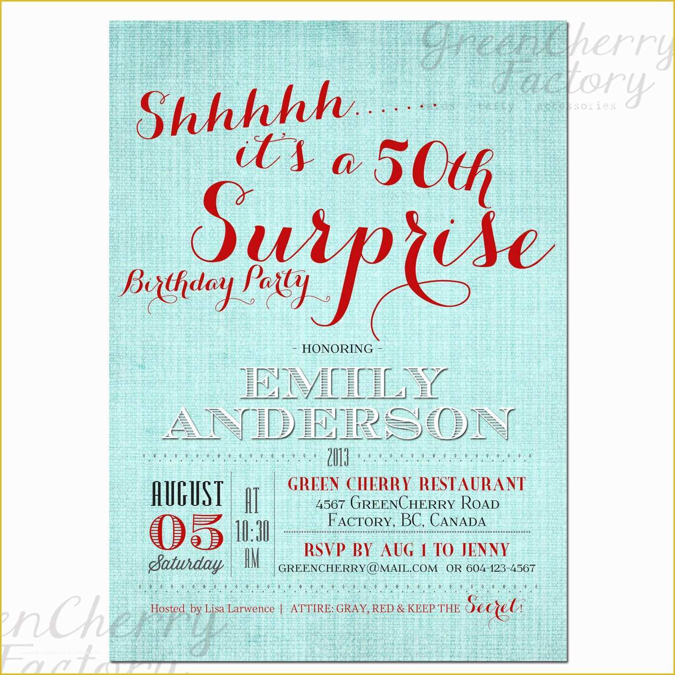 Surprise Birthday Invitations Templates Free Of Free Printable Surprise 50th Birthday Invitation