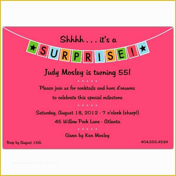 Surprise Birthday Invitations Templates Free Of Free Surprise Birthday Party Invitations Templates