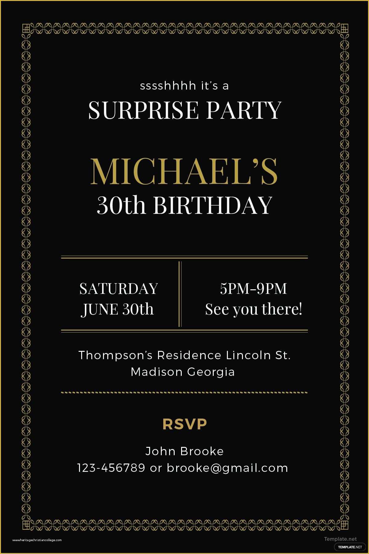Surprise Birthday Invitations Templates Free Of Free Surprise Party Invitation Template In Adobe