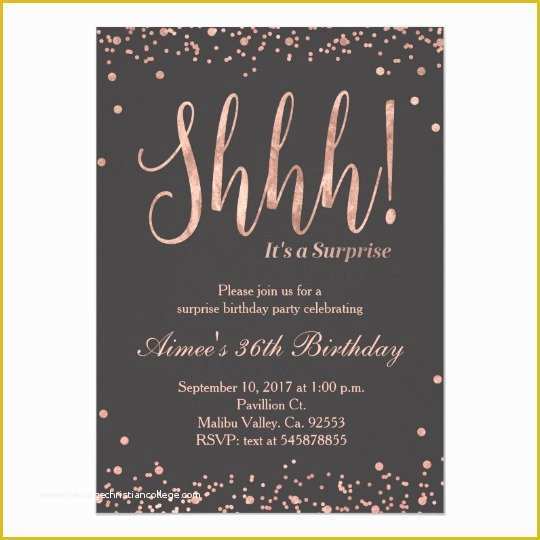 Surprise Birthday Invitations Templates Free Of Rose Gold Surprise Birthday Party Invitation