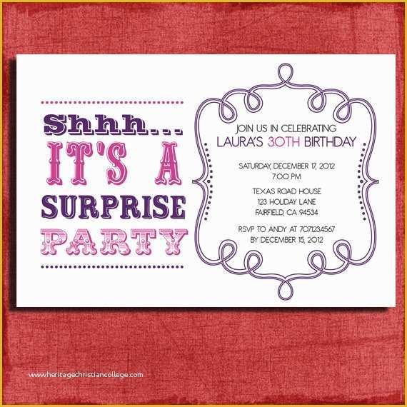 Surprise Party Invitations Templates Free Of Free Surprise Birthday Party Invitations Templates
