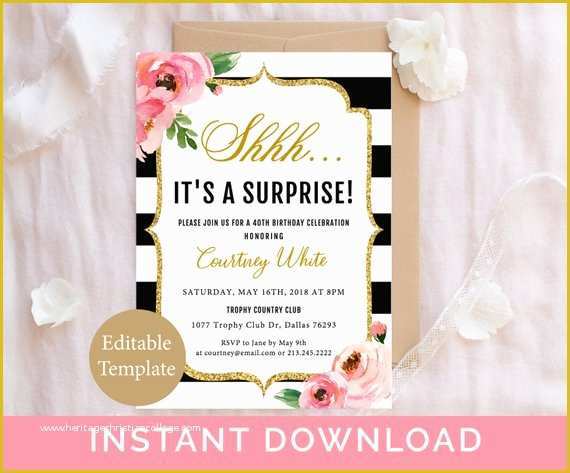 Surprise Party Invitations Templates Free Of Surprise Birthday Invitation Template Adult Birthday Party