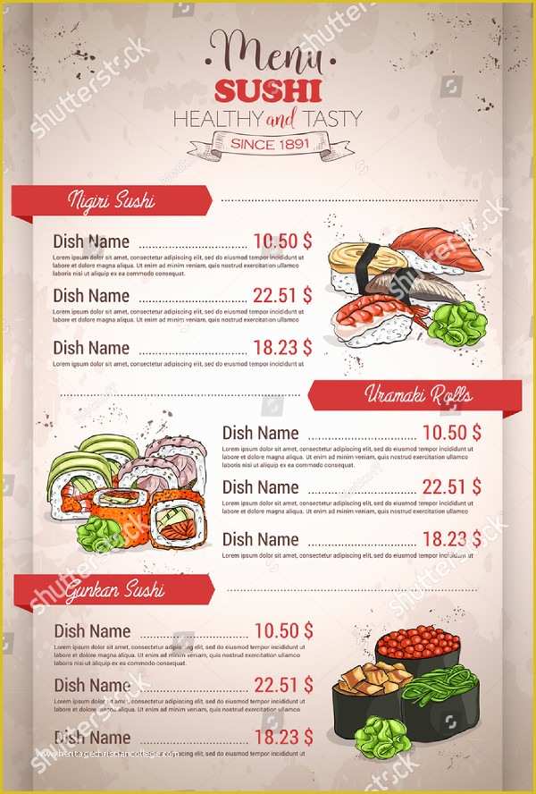 Sushi Menu Template Free Download Of 23 Famous Sushi Menu Templates Free & Premium Download