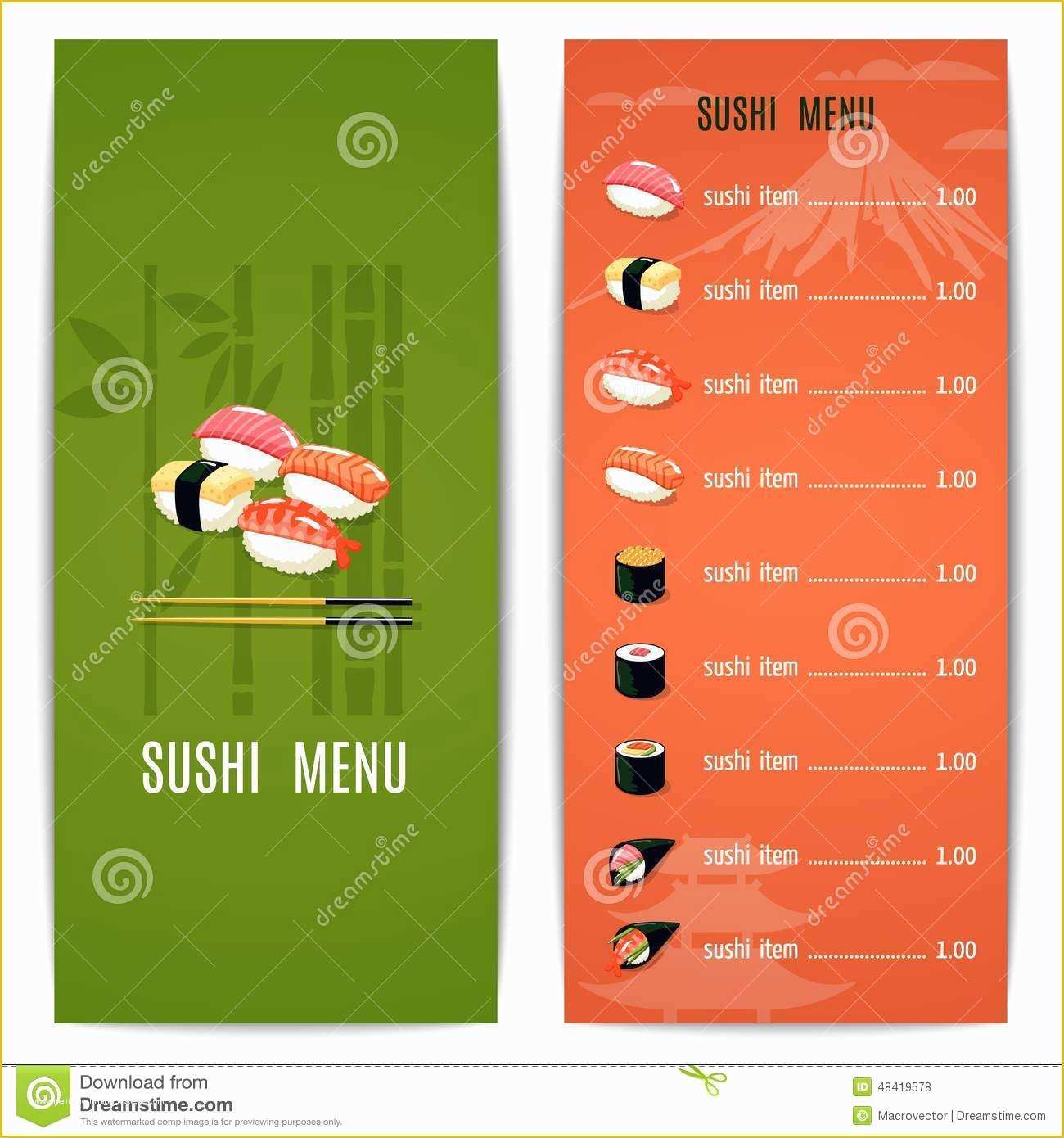 Sushi Menu Template Free Download Of asian Food Menu Stock Vector Illustration Of Cooking