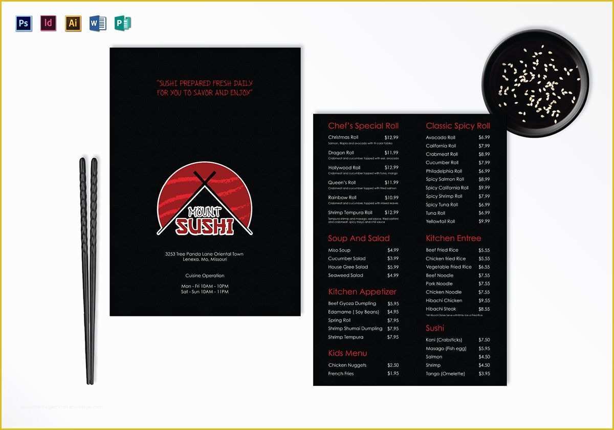 Sushi Menu Template Free Download Of Red Sushi Menu Design Template In Psd Word Publisher